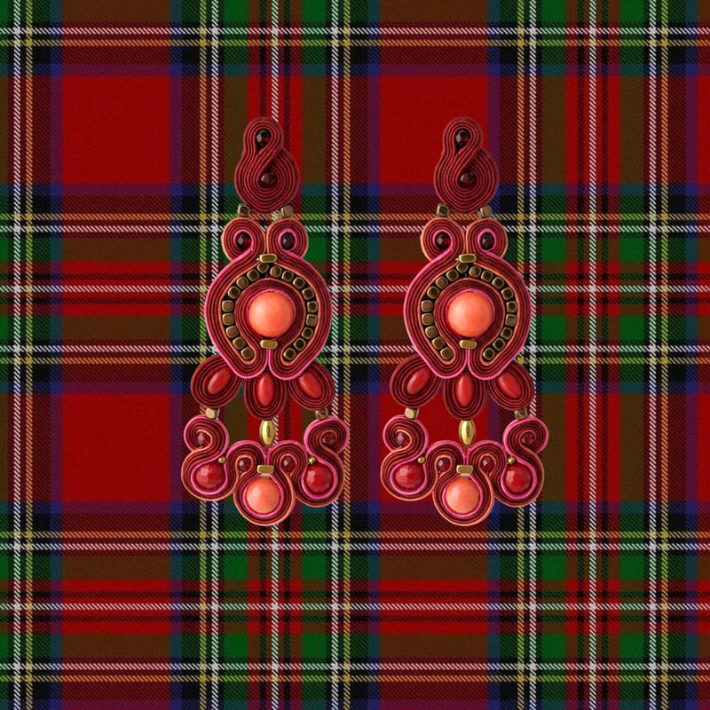 PENDIENTES "Royal Tartan Carmine"