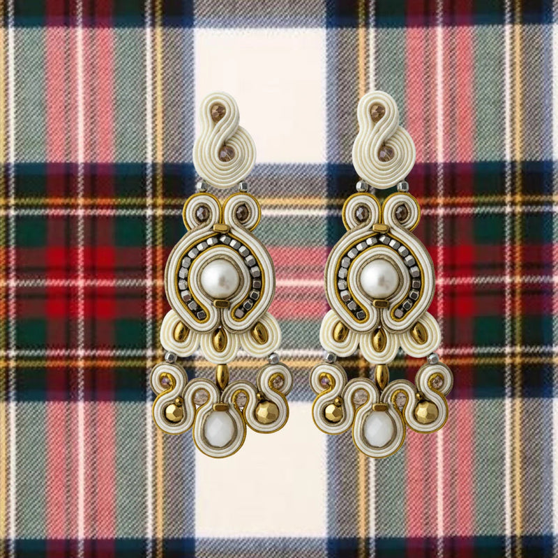 PENDIENTES "Royal Tartan Bone"