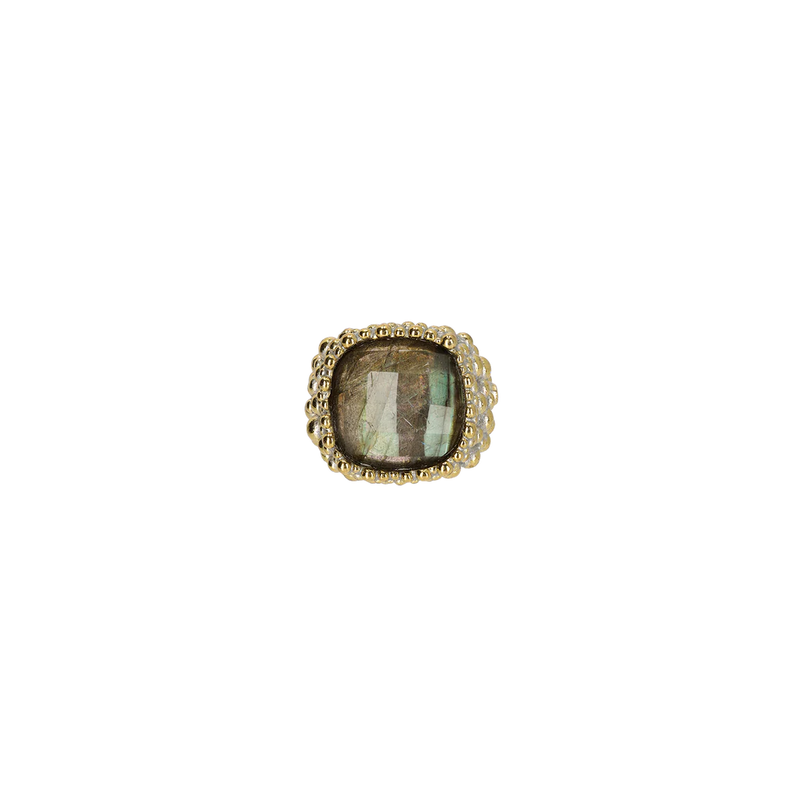 Anillo ASSOLO Latón dorado plateado - Labradorita