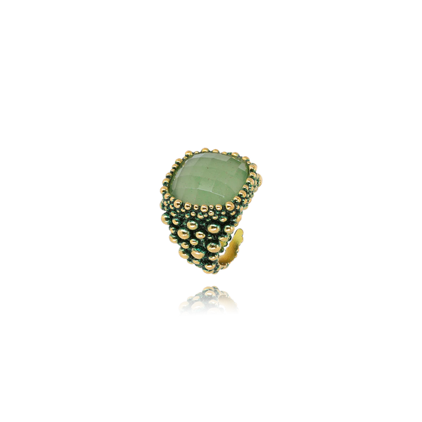 Anillo ASSOLO Latón dorado verde oscuro - Aventurina verde