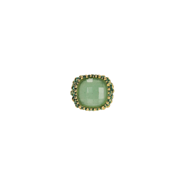 Anillo ASSOLO Latón dorado verde oscuro - Aventurina verde