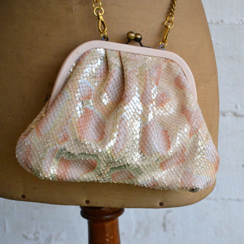 BOLSO PIEL ROSA "IMITACIÓN SERPIENTE"