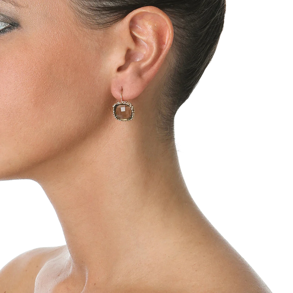 Pendientes ELISABETTA Latón dorado bañado en cobre - Cuarzo ahumado