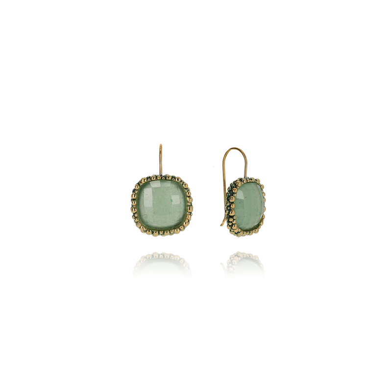 Pendientes ELISABETTA Latón dorado verde oscuro - Aventurina verde