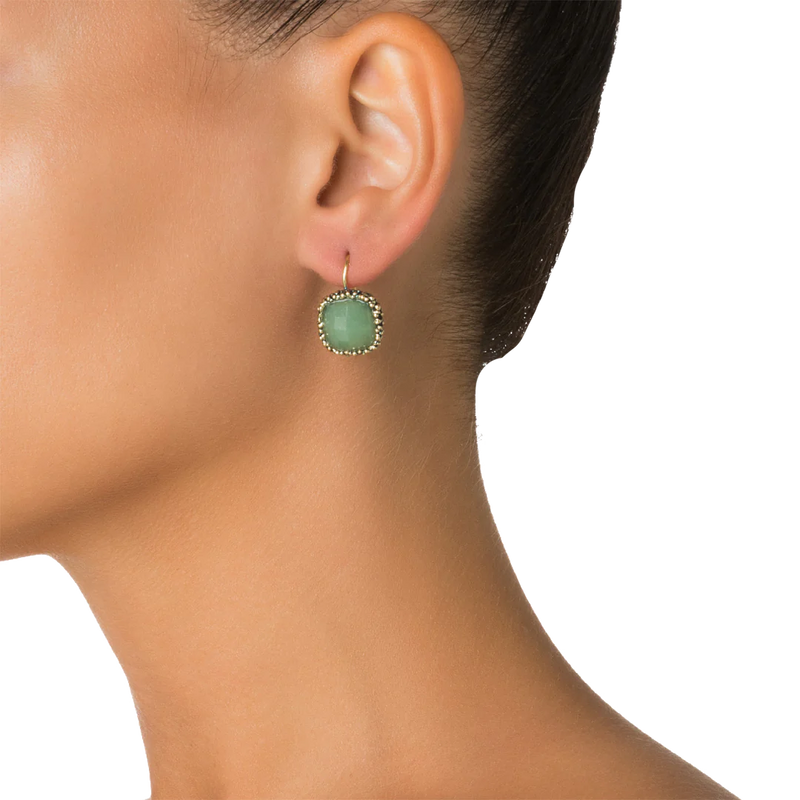 Pendientes ELISABETTA Latón dorado verde oscuro - Aventurina verde