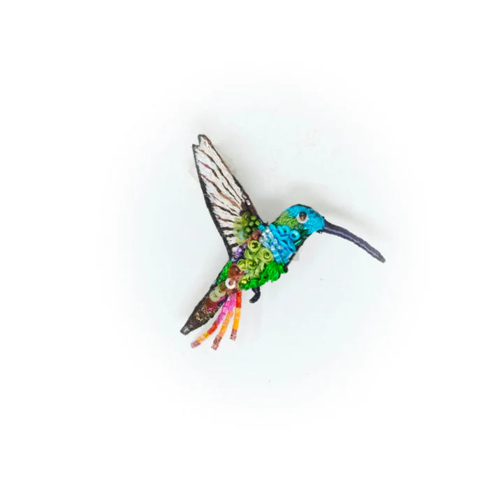 BROCHE COLIBRÍ PICO ESMERALDA