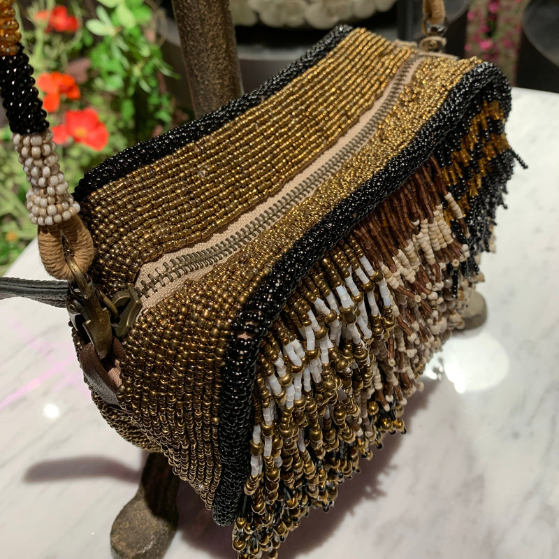 BOLSO NENUFAR FRINGES GOLD