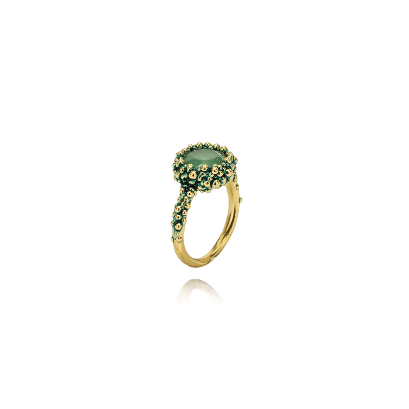 Anillo MOLECOLA Latón dorado verde oscuro - Aventurina verde