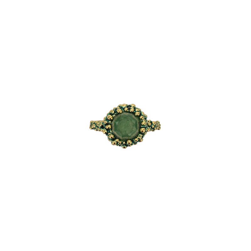 Anillo MOLECOLA Latón dorado verde oscuro - Aventurina verde