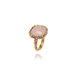 Anillo PRINCIPESSA Latón dorado berenjena - Cuarzo rosa