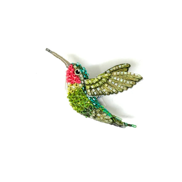 BROCHE COLIBRÍ CUELLO RUBÍ