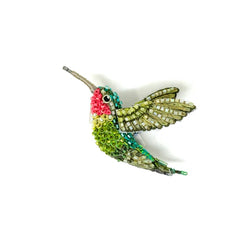 BROCHE COLIBRÍ CUELLO RUBÍ