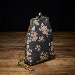 BOLSO BOQUILLA NEGRO CON FLORES