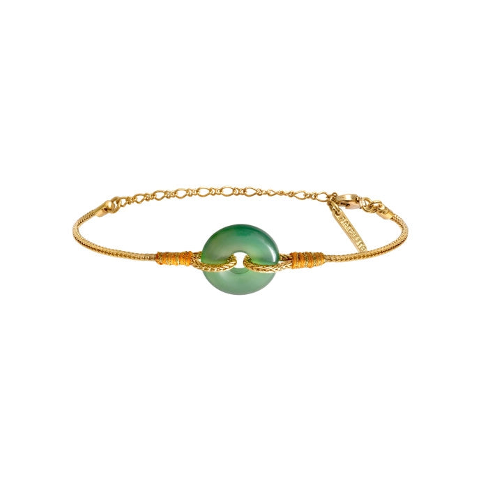 PULSERA AJUSTABLE ÁGATA E HILO DE SEDA - verde