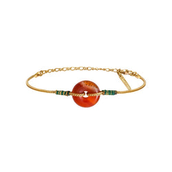 PULSERA AJUSTABLE CORNALINA E HILO DE SEDA - naranja