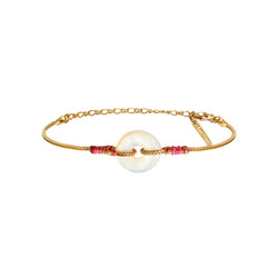 PULSERA AJUSTABLE NÁCAR E HILO DE SEDA - blanco