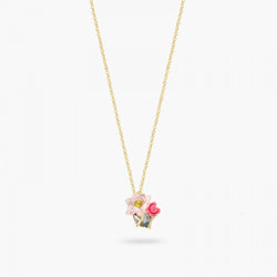 COLLAR LOTO ROSA Y PIEDRA CELESTE