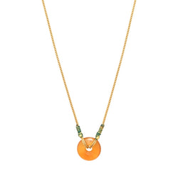 COLLAR COLGANTE CORNALINA E HILOS DE SEDA - naranja