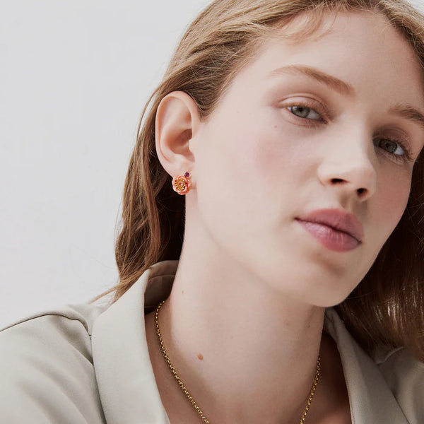PENDIENTES ANÉMONA ROSA Y CRISTAL