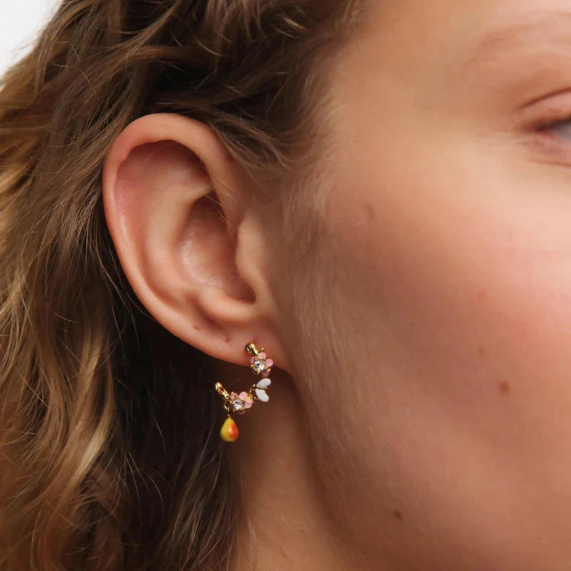 PENDIENTES AROS FLOR DE MANZANO, PERA Y ABEJA