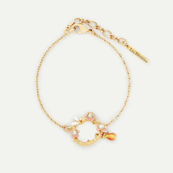 PULSERA FINA FLOR DE MANZANO, PERA Y ABEJA