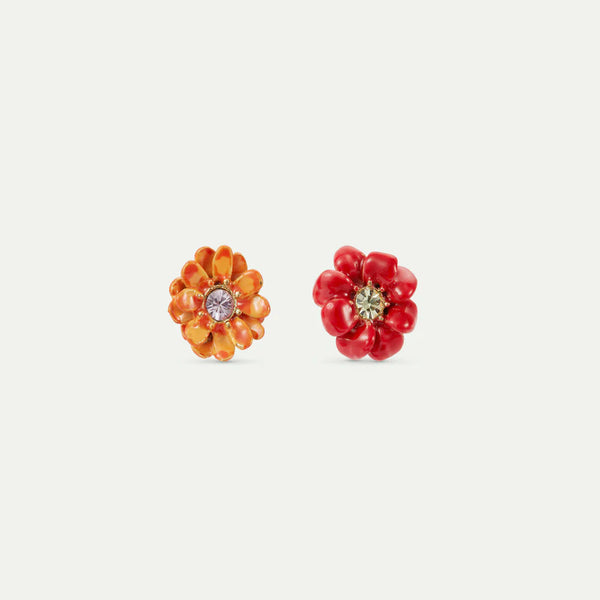 PENDIENTES ZINNIA NARANJA Y ROJA