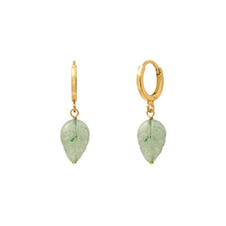 PENDIENTES ARO MINI HOJA AVENTURINA - verde