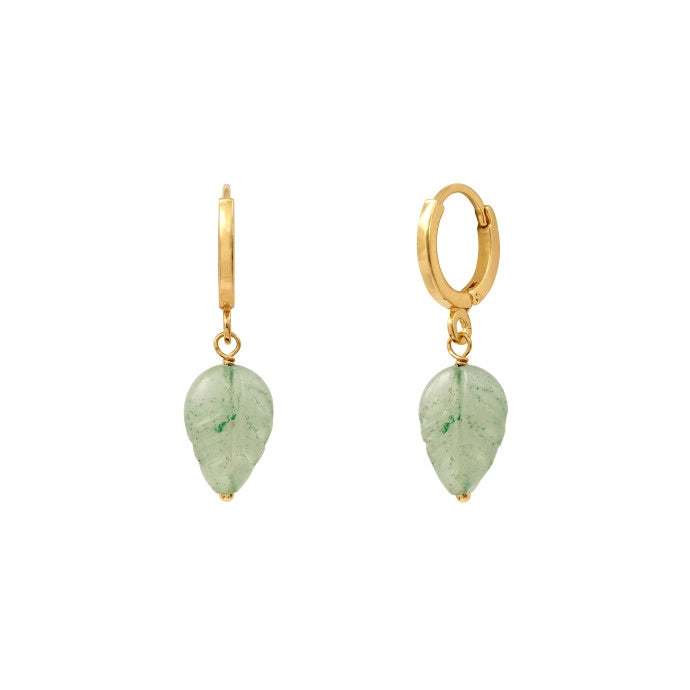 PENDIENTES ARO MINI HOJA AVENTURINA - verde