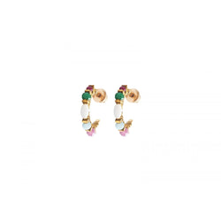 PENDIENTES ARO MINI Verde - Rosa - Blanco