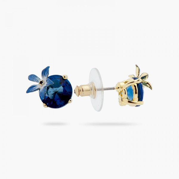 PENDIENTES FLOR Y PIEDRA AZUL