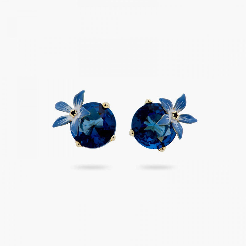 PENDIENTES FLOR Y PIEDRA AZUL
