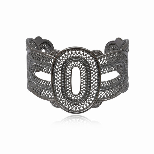 BRAZALETE ANCHO NOOR PLATEADO OSCURO "RUTENIO"