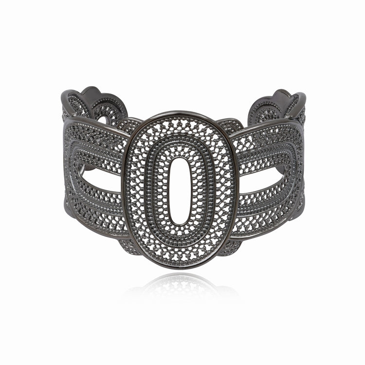 BRAZALETE ANCHO NOOR PLATEADO OSCURO "RUTENIO"