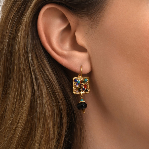 PENDIENTES PERSANE CUADRADO MULTICOLOR