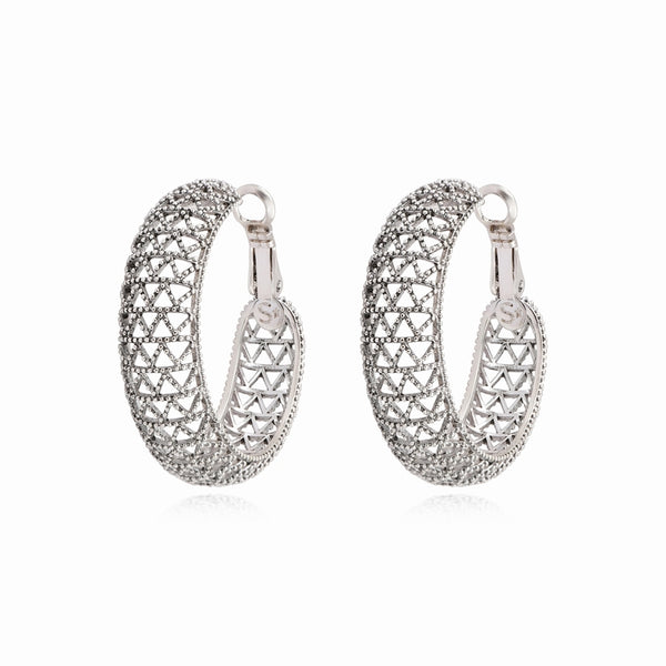 PENDIENTES ARO BETTY MEDIANOS PLATEADOS