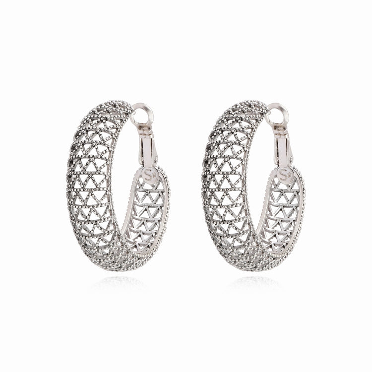 PENDIENTES ARO BETTY MEDIANOS PLATEADOS