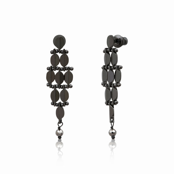 PENDIENTES BABYLONE PEQUEÑOS PLATEADO OSCURO "RUTENIO"