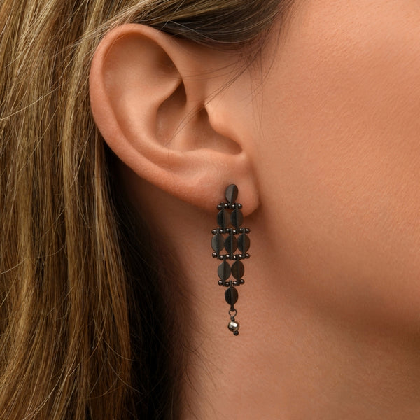 PENDIENTES BABYLONE PEQUEÑOS PLATEADO OSCURO "RUTENIO"