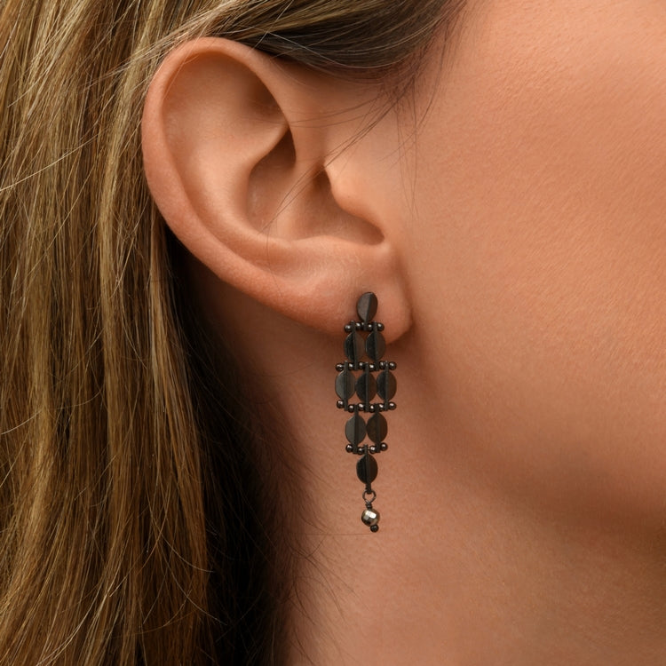 PENDIENTES BABYLONE PEQUEÑOS PLATEADO OSCURO "RUTENIO"