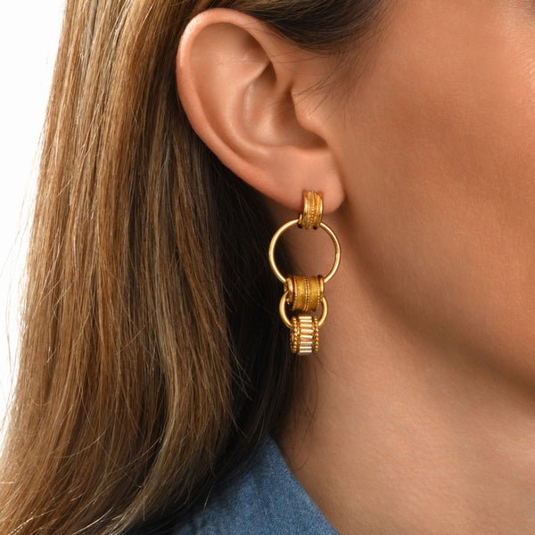PENDIENTES ARO DOBLE ALICUDI DORADOS - ESMALTE DORADO