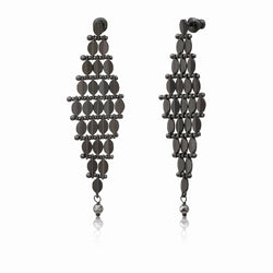 PENDIENTES BABYLONE MEDIANOS PLATEADO OSCURO "RUTENIO"