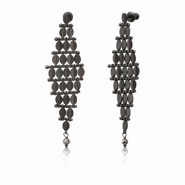 PENDIENTES BABYLONE MEDIANOS PLATEADO OSCURO "RUTENIO"