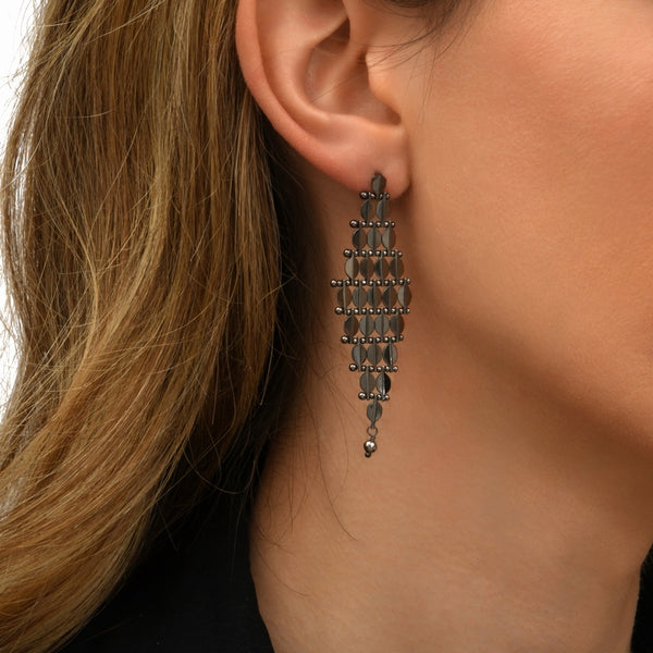 PENDIENTES BABYLONE MEDIANOS PLATEADO OSCURO "RUTENIO"