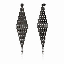 PENDIENTES BABYLONE GRANDES PLATEADO OSCURO "RUTENIO"