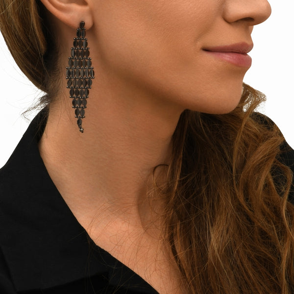 PENDIENTES BABYLONE GRANDES PLATEADO OSCURO "RUTENIO"