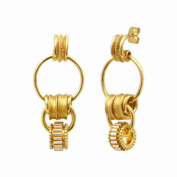 PENDIENTES ARO DOBLE ALICUDI DORADOS - ESMALTE DORADO
