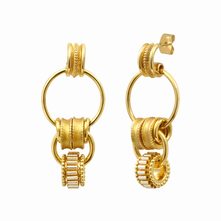 PENDIENTES ARO DOBLE ALICUDI DORADOS - ESMALTE DORADO