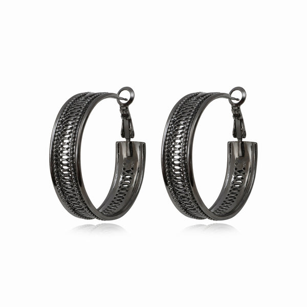 PENDIENTES ARO PLATEADO OSCURO "RUTENIO"