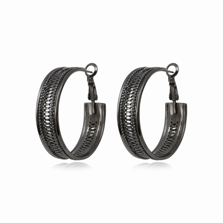 PENDIENTES ARO PLATEADO OSCURO "RUTENIO"
