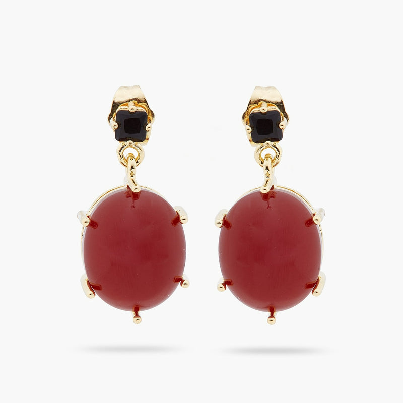 PENDIENTES PIEDRA OVALADA ROJA